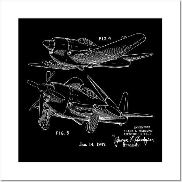 1947 Airplane Design Patent Image Wall Art by MadebyDesign